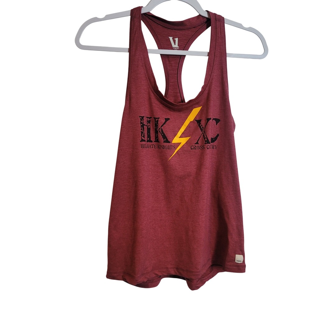 Vuori Womens Small Maroon Hellgate Knights XC Racerback Graphic Tank Top Sporty